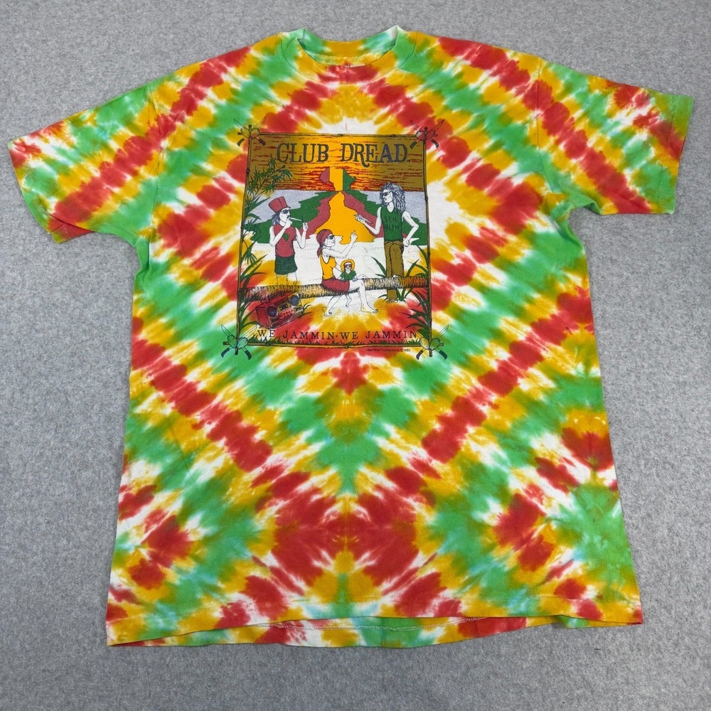 Vintage Hanes Club Dread Shirt Mens XL Tie Dye We Jammin Hey Now 1985